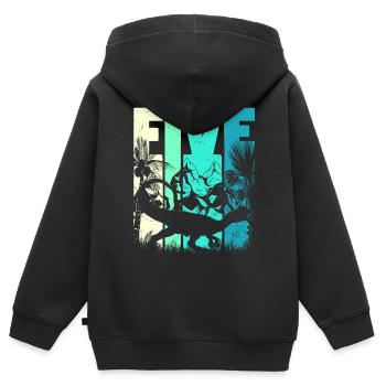 Dilophosaurus 5 ans Garçon 5ème anniversaire - Sweat Premium à capuche zippé enfant bio - noir - Dos - AI Model Kid Male (0cm)