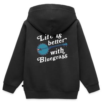 Chemises Banjo Pour Hommes Bluegrass Appalachia Folk - Sweat Premium à capuche zippé enfant bio - noir - Dos - AI Model Kid Male (0cm)