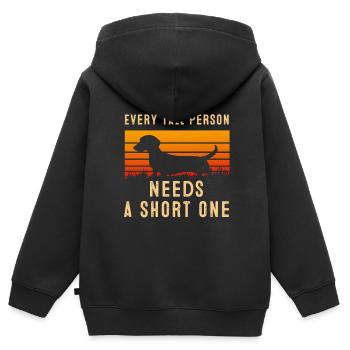 Dachshund Geschenk Dixie Wiener Doxie Dackel - Kinder Premium Organic Zip Hoodie - Schwarz - Hinten - AI Model Kid Male (0cm)