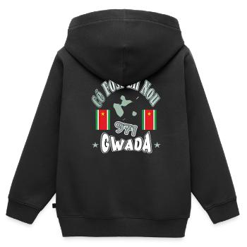 971 gwada ce foss en nou gwadloup - Sweat Premium à capuche zippé enfant bio - noir - Dos - AI Model Kid Male (0cm)