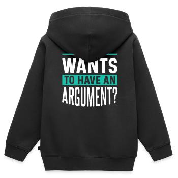 Wer Will Sich Streiten Argument Argumentieren - Kinder Premium Organic Zip Hoodie - Schwarz - Hinten - AI Model Kid Male (0cm)