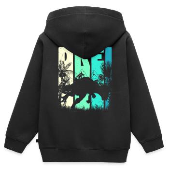 Pachycephalosaurus 3 Jahre Alt Junge 3. Geburtstag - Kinder Premium Organic Zip Hoodie - Schwarz - Hinten - AI Model Kid Male (0cm)