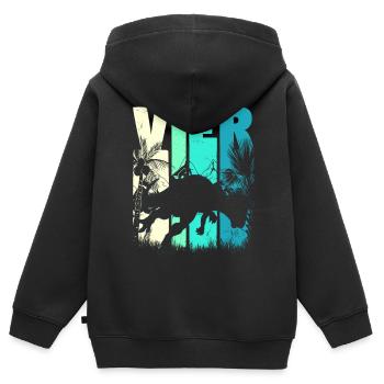 Pachycephalosaurus 4 Jahre Alt Junge 4. Geburtstag - Kinder Premium Organic Zip Hoodie - Schwarz - Hinten - AI Model Kid Male (0cm)