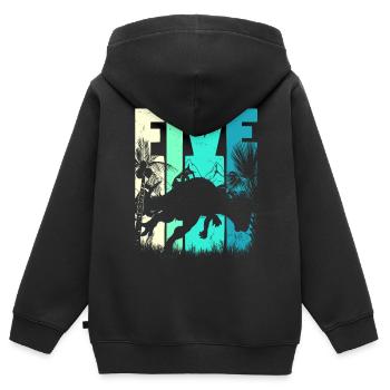 Pachycephalosaurus 5 Jahre Alt Junge 5. Geburtstag - Kinder Premium Organic Zip Hoodie - Schwarz - Hinten - AI Model Kid Male (0cm)