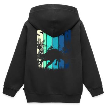 Pachycephalosaurus 7 Jahre Alt Junge 7. Geburtstag - Kinder Premium Organic Zip Hoodie - Schwarz - Hinten - AI Model Kid Male (0cm)