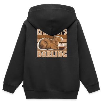 Wasserschwein Capybara Cappybara Fans Capy - Sweat Premium à capuche zippé enfant bio - noir - Dos - AI Model Kid Male (0cm)