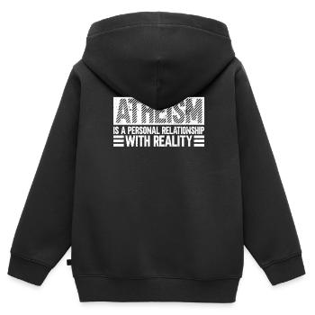 Atheism a personal relationship to reality - Kids Premium Organic Zip-up Hoodie - black - Back - AI Model Kid Male (0cm)