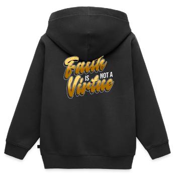 La foi n’est pas une vertu - Athéisme athée - Sweat Premium à capuche zippé enfant bio - noir - Dos - AI Model Kid Male (0cm)