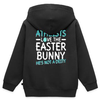 Atheist Ostern Anti Religion Anti Kirche Atheismus - Kinder Premium Organic Zip Hoodie - Schwarz - Hinten - AI Model Kid Male (0cm)