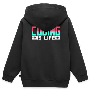 Coding is Life Programmer Coder Code - Kids Premium Organic Zip-up Hoodie - black - Back - AI Model Kid Male (0cm)