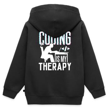 Programmieren Ist Meine Therapie Code Coder Coding - Kinder Premium Organic Zip Hoodie - Schwarz - Hinten - AI Model Kid Male (0cm)