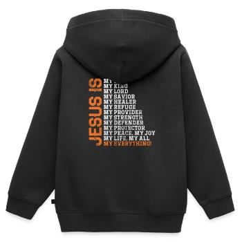 Bible - Sweat Premium à capuche zippé enfant bio - noir - Dos - AI Model Kid Male (0cm)