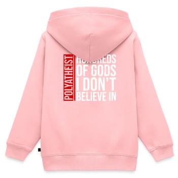 Polyatheist - hundreds of gods to whom I - Kids Premium Organic Zip-up Hoodie - rose - Back - AI Model Kid Female (0cm)