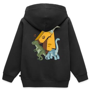 Dinosaur Birthday Shirt 1 Year Young Children - Kids Premium Organic Zip-up Hoodie - black - Back - AI Model Kid Male (0cm)