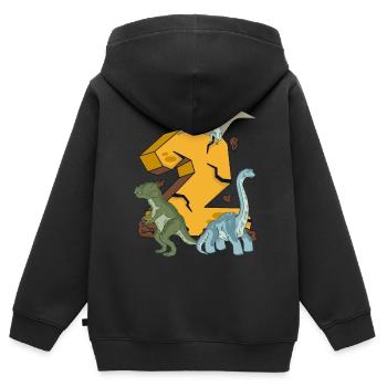 Chemise d’anniversaire dinosaure 2 ans Jeunes enfants - Sweat Premium à capuche zippé enfant bio - noir - Dos - AI Model Kid Male (0cm)