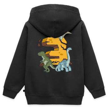 Dinosaur Birthday Shirt 3 Years Young Children - Kids Premium Organic Zip-up Hoodie - black - Back - AI Model Kid Male (0cm)