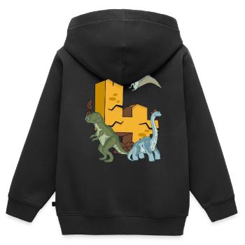 Dinosaur Birthday Shirt 4 Years Young Children - Kids Premium Organic Zip-up Hoodie - black - Back - AI Model Kid Male (0cm)