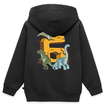 Dinosaur Birthday Shirt 6 Years Young Children - Kids Premium Organic Zip-up Hoodie - black - Back - AI Model Kid Male (0cm)