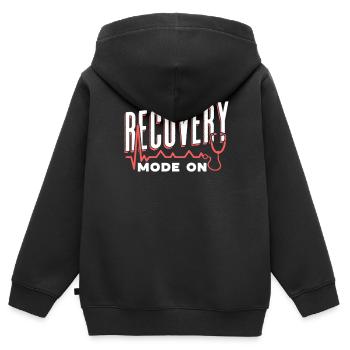 Erholung Modus Ein Patient Erholen Überlebender - Kinder Premium Organic Zip Hoodie - Schwarz - Hinten - AI Model Kid Male (0cm)