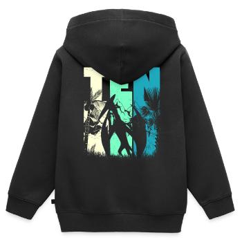 ptérodactyle 10 ans garçon 10e anniversaire - Sweat Premium à capuche zippé enfant bio - noir - Dos - AI Model Kid Male (0cm)