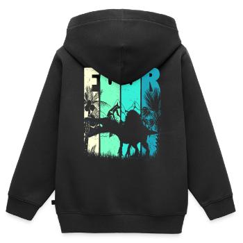 Spinosaurus 4 ans Garçon 4ème anniversaire rétro - Sweat Premium à capuche zippé enfant bio - noir - Dos - AI Model Kid Male (0cm)