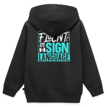 Fließend In Gebärdensprache Awareness Gebärden - Kinder Premium Organic Zip Hoodie - Schwarz - Hinten - AI Model Kid Male (0cm)
