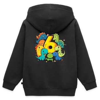 6ème anniversaire avec une chemise d’anniversaire de dinosaure - Sweat Premium à capuche zippé enfant bio - noir - Dos - AI Model Kid Male (0cm)