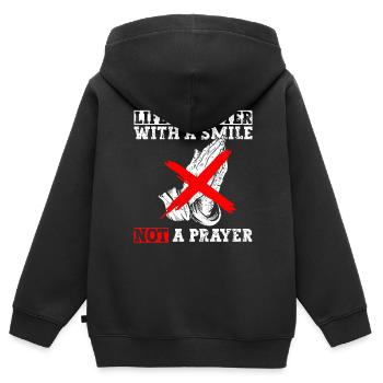 Athéisme athée Anti-Église Anti Religion - Sweat Premium à capuche zippé enfant bio - noir - Dos - AI Model Kid Male (0cm)