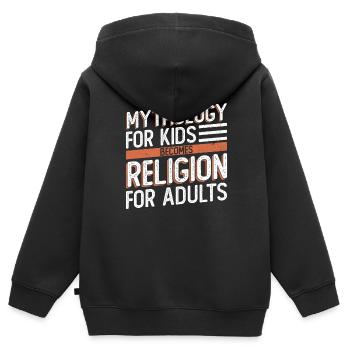 Athéisme athée Anti-Église Anti Religion - Sweat Premium à capuche zippé enfant bio - noir - Dos - AI Model Kid Male (0cm)