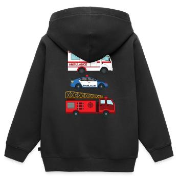 Krankenwagen der Polizei Feuerwehrauto _ - Kinder Premium Organic Zip Hoodie - Schwarz - Hinten - AI Model Kid Male (0cm)