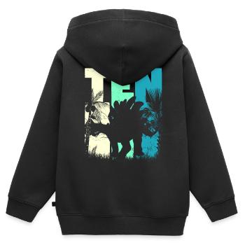 Stegosaurus garçon de 10 ans 10e anniversaire - Sweat Premium à capuche zippé enfant bio - noir - Dos - AI Model Kid Male (0cm)