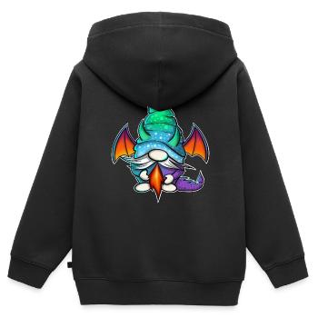 Gnome Gnomes Drache - Kinder Premium Organic Zip Hoodie - Schwarz - Hinten - AI Model Kid Male (0cm)