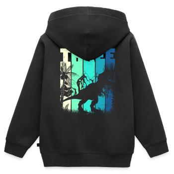 Tyrannosaurus Rex 3 years old boy 3rd birthday - Kids Premium Organic Zip-up Hoodie - black - Back - AI Model Kid Male (0cm)