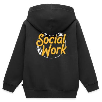 Social Work Team Social Worker Social Work - Kids Premium Organic Zip-up Hoodie - black - Back - AI Model Kid Male (0cm)
