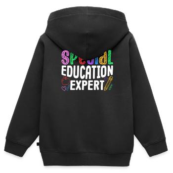 Expert en éducation spécialisée Enseignants en éducation spécialisée Éducation spécialisée - Sweat Premium à capuche zippé enfant bio - noir - Dos - AI Model Kid Male (0cm)
