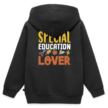 Amoureux de l’éducation spécialisée Enseignants en éducation spécialisée - Sweat Premium à capuche zippé enfant bio - noir - Dos - AI Model Kid Male (0cm)