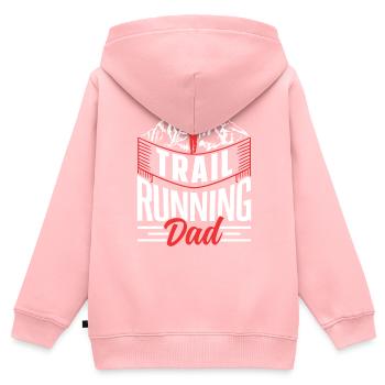 Trail Running Papa Runner Trail Running Race - Sweat Premium à capuche zippé enfant bio - rose - Dos - AI Model Kid Female (0cm)