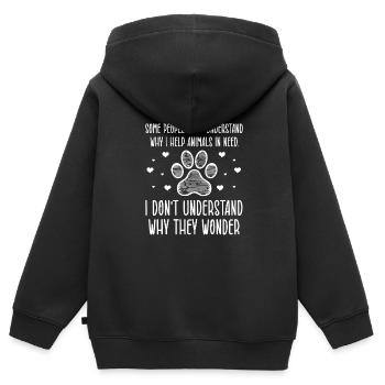 Tierrettung - Kinder Premium Organic Zip Hoodie - Schwarz - Hinten - AI Model Kid Male (0cm)