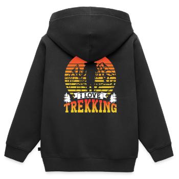 J’adore le trekking randonneurs - Sweat Premium à capuche zippé enfant bio - noir - Dos - AI Model Kid Male (0cm)