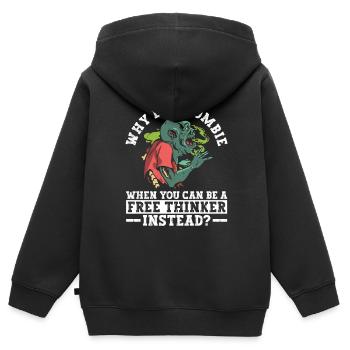 Libre penseur athée Athéisme Anti Église Halloween - Sweat Premium à capuche zippé enfant bio - noir - Dos - AI Model Kid Male (0cm)