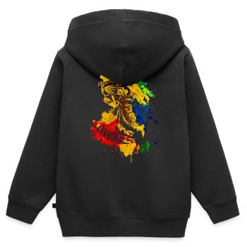 Tigre à dents de sabre - Sweat Premium à capuche zippé enfant bio - noir - Dos - AI Model Kid Male (0cm)