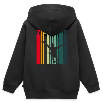 Ziplining Seilrutsche Zipline Sprüche Sport - Kinder Premium Organic Zip Hoodie - Schwarz - Hinten - AI Model Kid Male (0cm)
