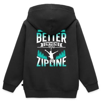 Das Leben Ist Besser Wenn Man Zipline Fährt Sport - Kinder Premium Organic Zip Hoodie - Schwarz - Hinten - AI Model Kid Male (0cm)