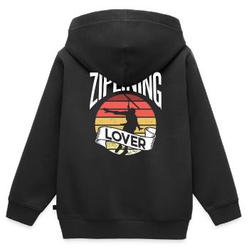 Ziplining Liebhaber Seilrutsche Sport Zipline - Kinder Premium Organic Zip Hoodie - Schwarz - Hinten - AI Model Kid Male (0cm)