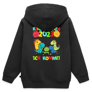 Kindergarten ich komme Kindergartenkind 2022 Dino - Kinder Premium Organic Zip Hoodie - Schwarz - Hinten - AI Model Kid Male (0cm)