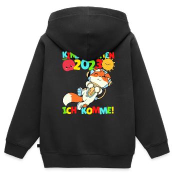 Kindergarten ich komme Fuchs Kindergartenkind 2022 - Kinder Premium Organic Zip Hoodie - Schwarz - Hinten - AI Model Kid Male (0cm)