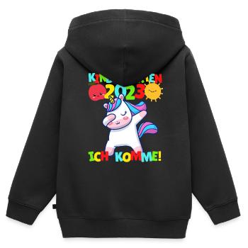 Kindergarten ich komme Kindergartenkind 2022 Kita - Kinder Premium Organic Zip Hoodie - Schwarz - Hinten - AI Model Kid Male (0cm)
