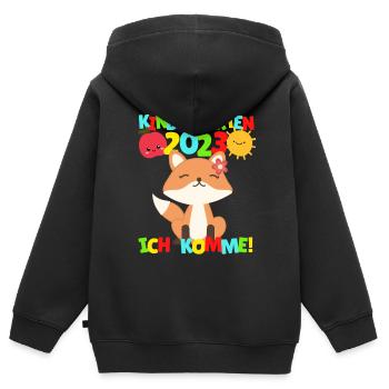 Kindergarten ich komme Fuchs Kindergartenkind 2022 - Kinder Premium Organic Zip Hoodie - Schwarz - Hinten - AI Model Kid Male (0cm)