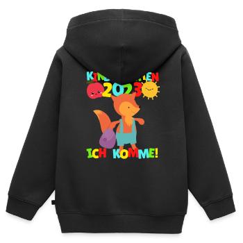 Kindergarten ich komme Fuchs Kindergartenkind 2022 - Kinder Premium Organic Zip Hoodie - Schwarz - Hinten - AI Model Kid Male (0cm)