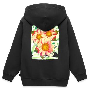 Blumen Blume - Kinder Premium Organic Zip Hoodie - Schwarz - Hinten - AI Model Kid Male (0cm)